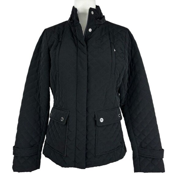 Calvin Klein Women’s Black Vintage Diamond Stitched MOTO Jacket Small/C39‎ - Picture 1 of 15